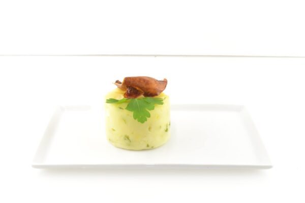 Ecrasé de pomme de terre Bio et oignon cébette